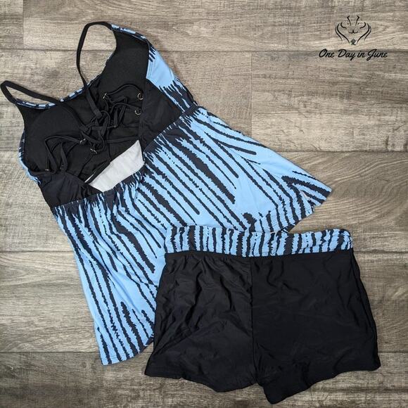 Summer Mae Cage Back Boyshort Tankini Swimsuit Size XL - Picture 3 of 3